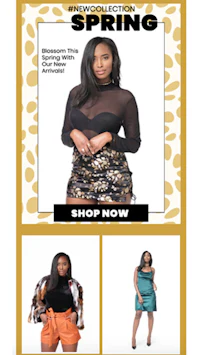 a flyer for the spring collection of women's clothing