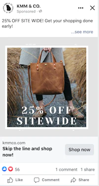 facebook ad for km & co