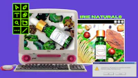 a computer screen with an image of a bottle of essential oil