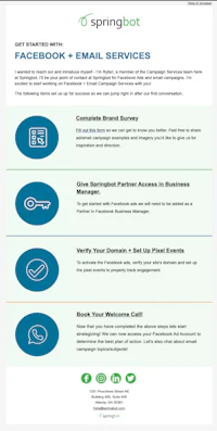 springbot's facebook email services infographic