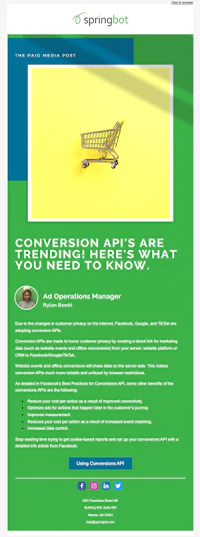 a green and yellow website with a shopping cart on it