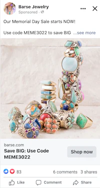 a facebook ad for a memorial day sale